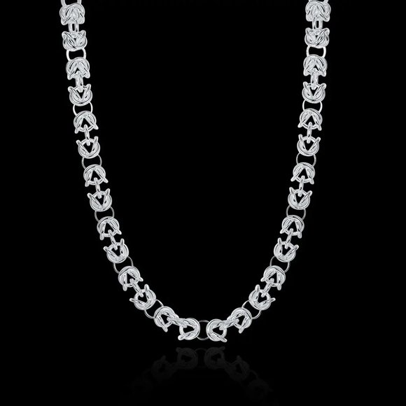 7mm Byzantine Necklace — Solid .925 Sterling Silver 18 Inch Long Byzantine Toggle Chain  7mm Wide Stamped .925 Solid Sterling Silver